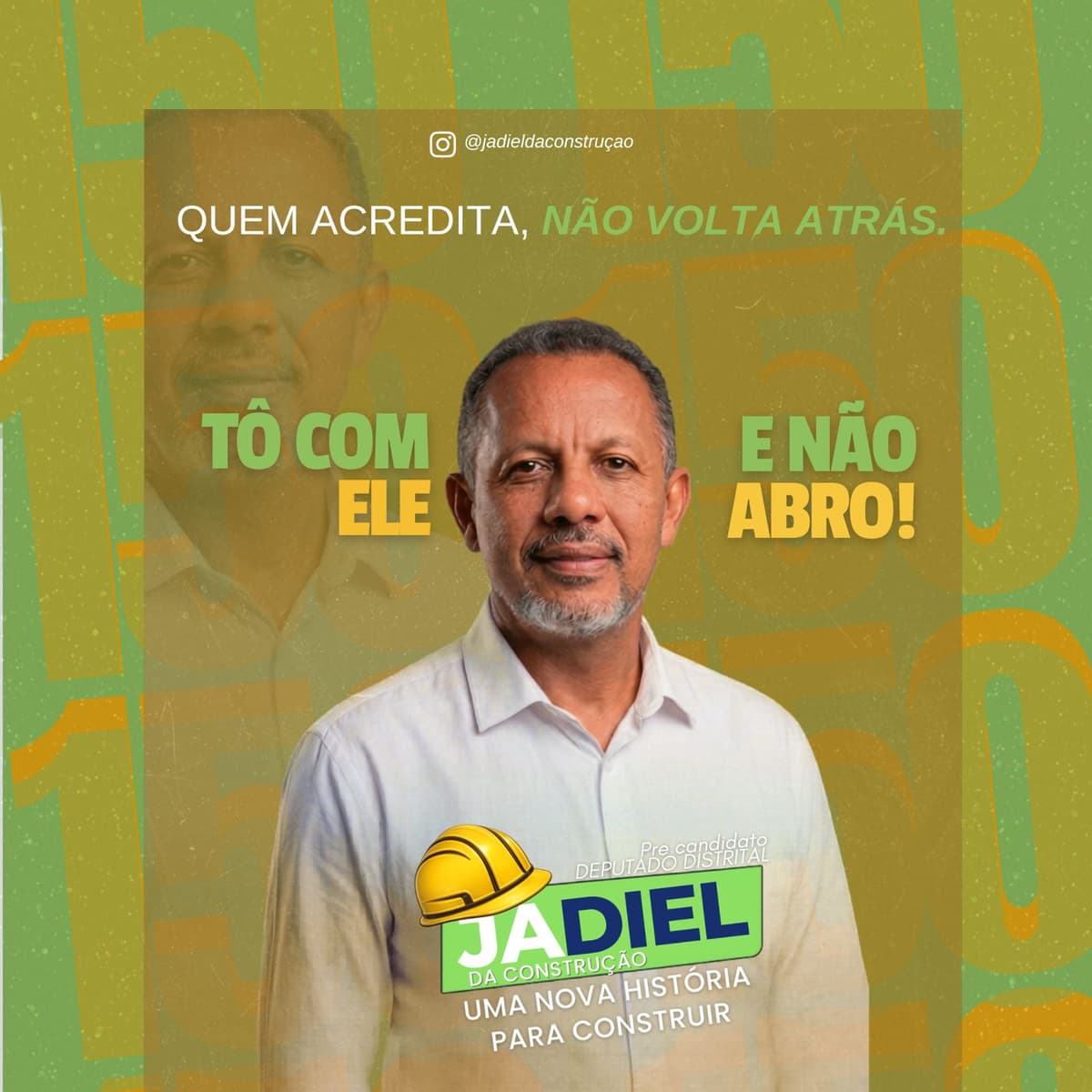 Card de campanha — Jadiel da Construção, candidato a Deputado Distrital